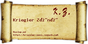 Kriegler Zénó névjegykártya